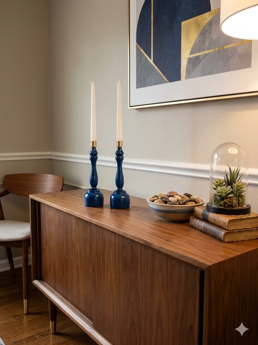 Blue Ceramic Candlestick Holders - Elegant Home Accent